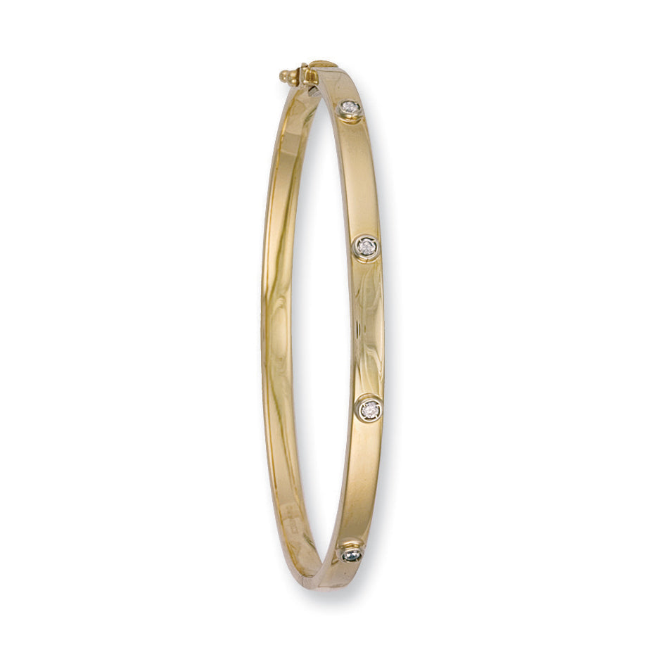 Y/G Hollow Cz Oval Bangle