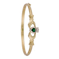 Y/G Green Stone Set Claddagh Bangle