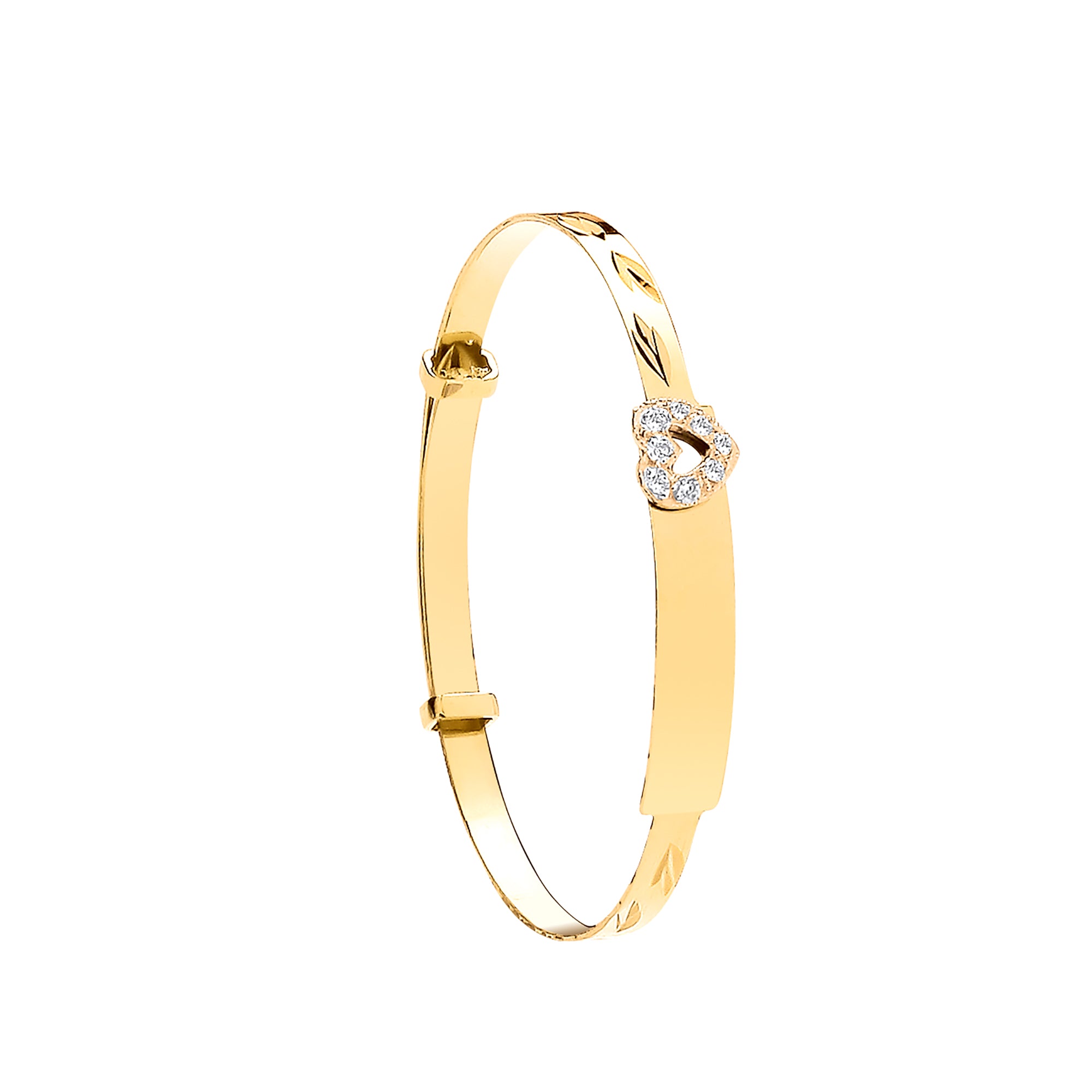 Y/G Cz Heart D/C Expandable Baby Bangle