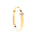 Y/G D/C Expandable Baby Bangle Cz Cross