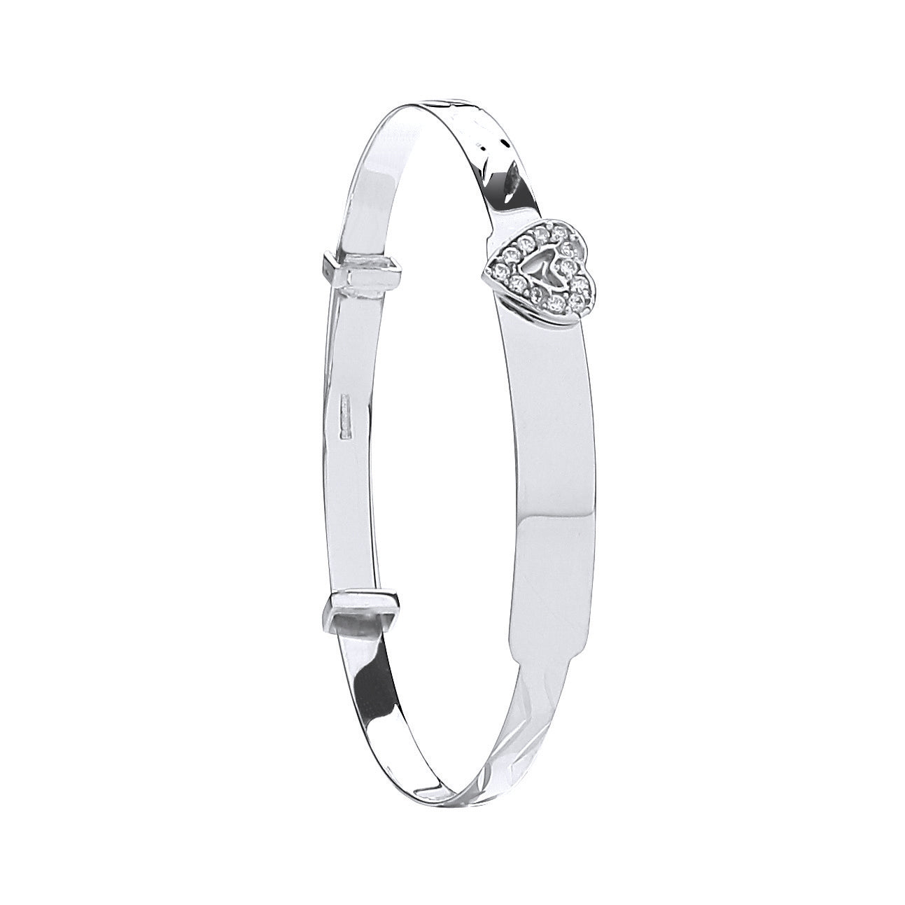 W/G D/C Expandable Baby Bangle Cz Heart