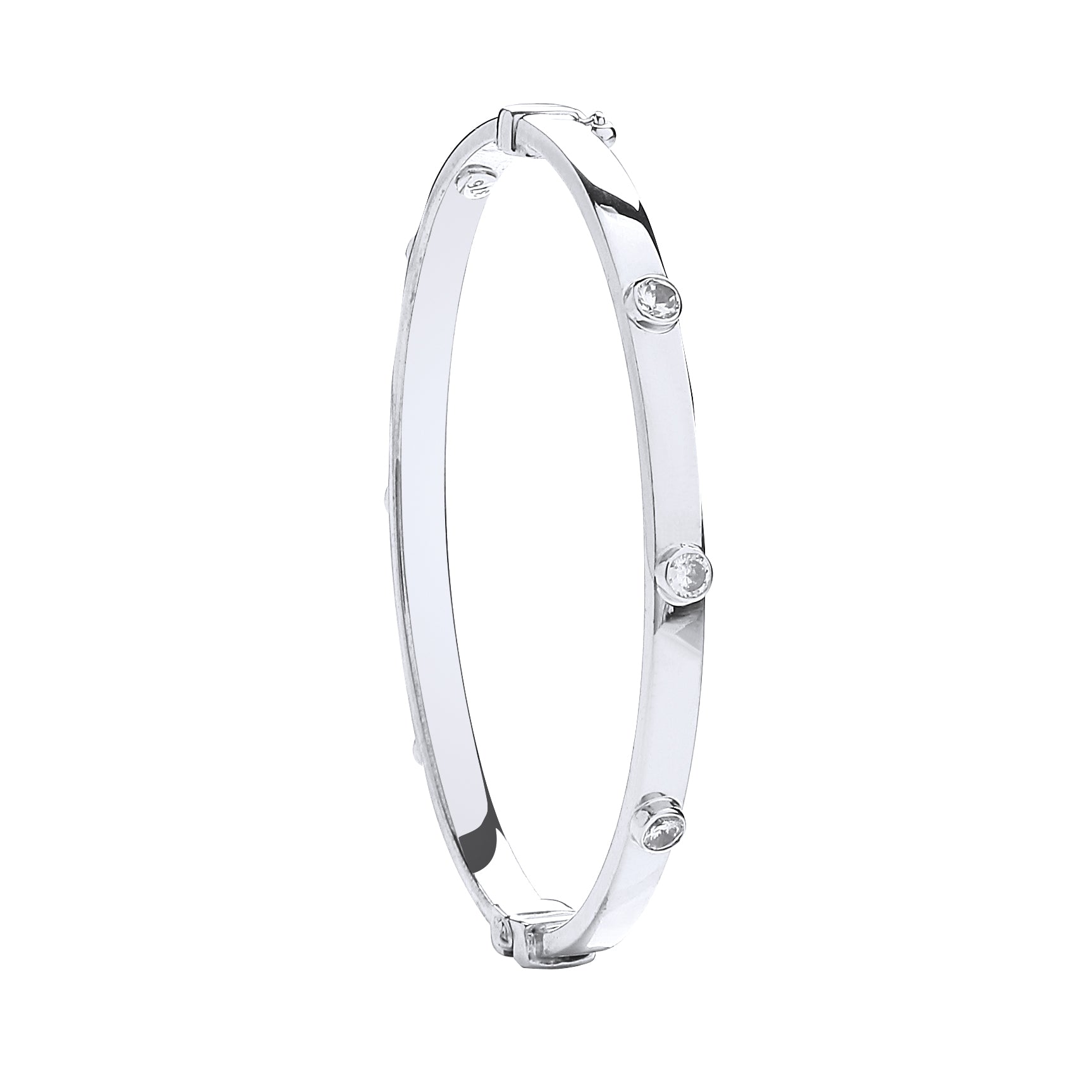 W/G Hollow Oval Baby Cz Bangle