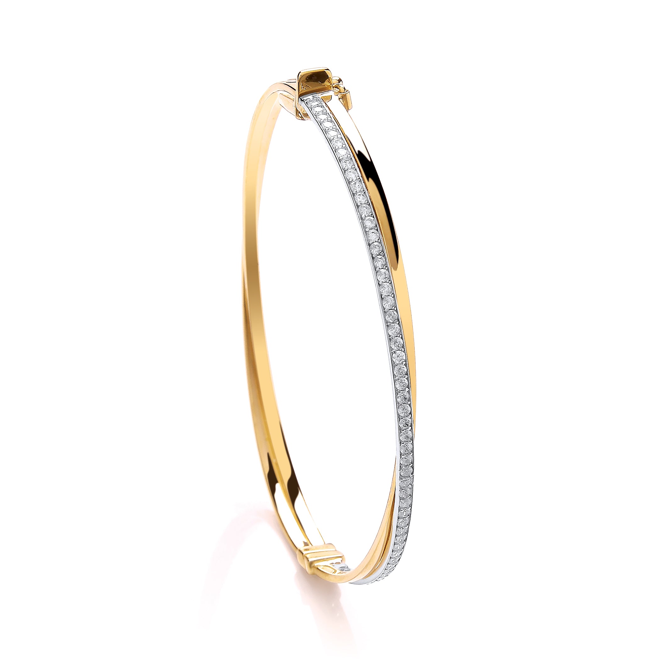 Y/G X Over Cz Ladies Bangle