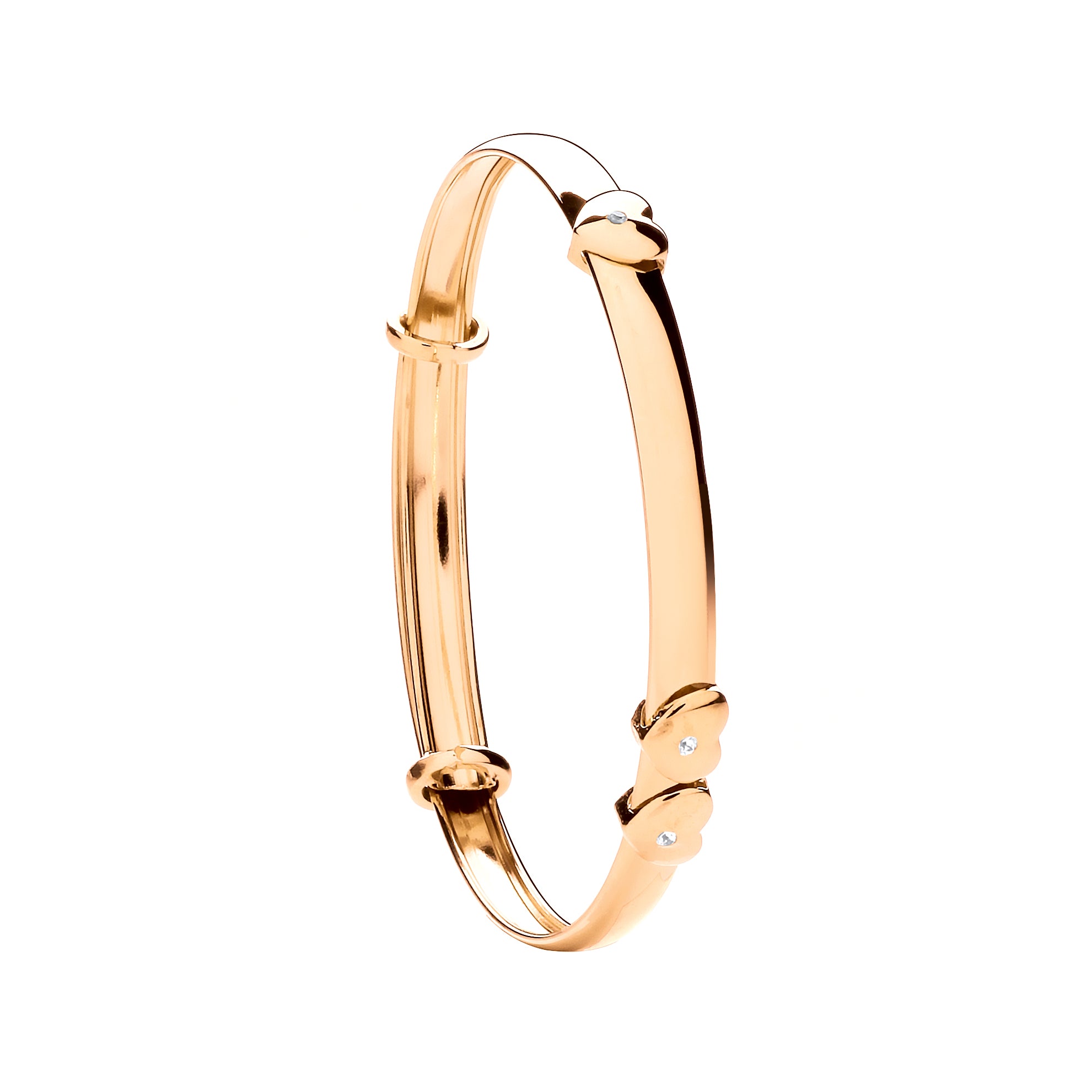 Y/G Expandable Baby Bangle with Floating Cz Heart