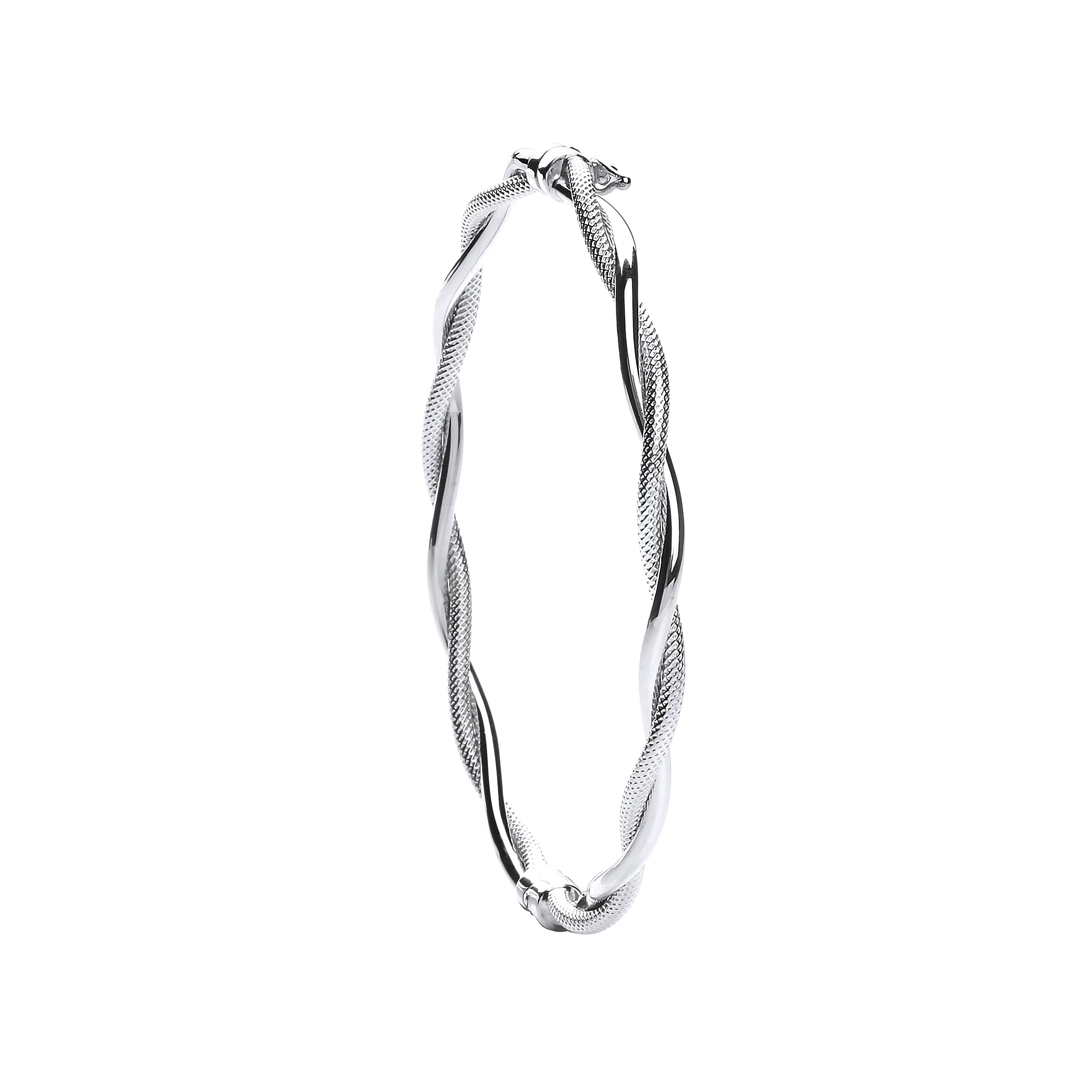 W/G Ribbed & Plain Tubes Twisted Bangle