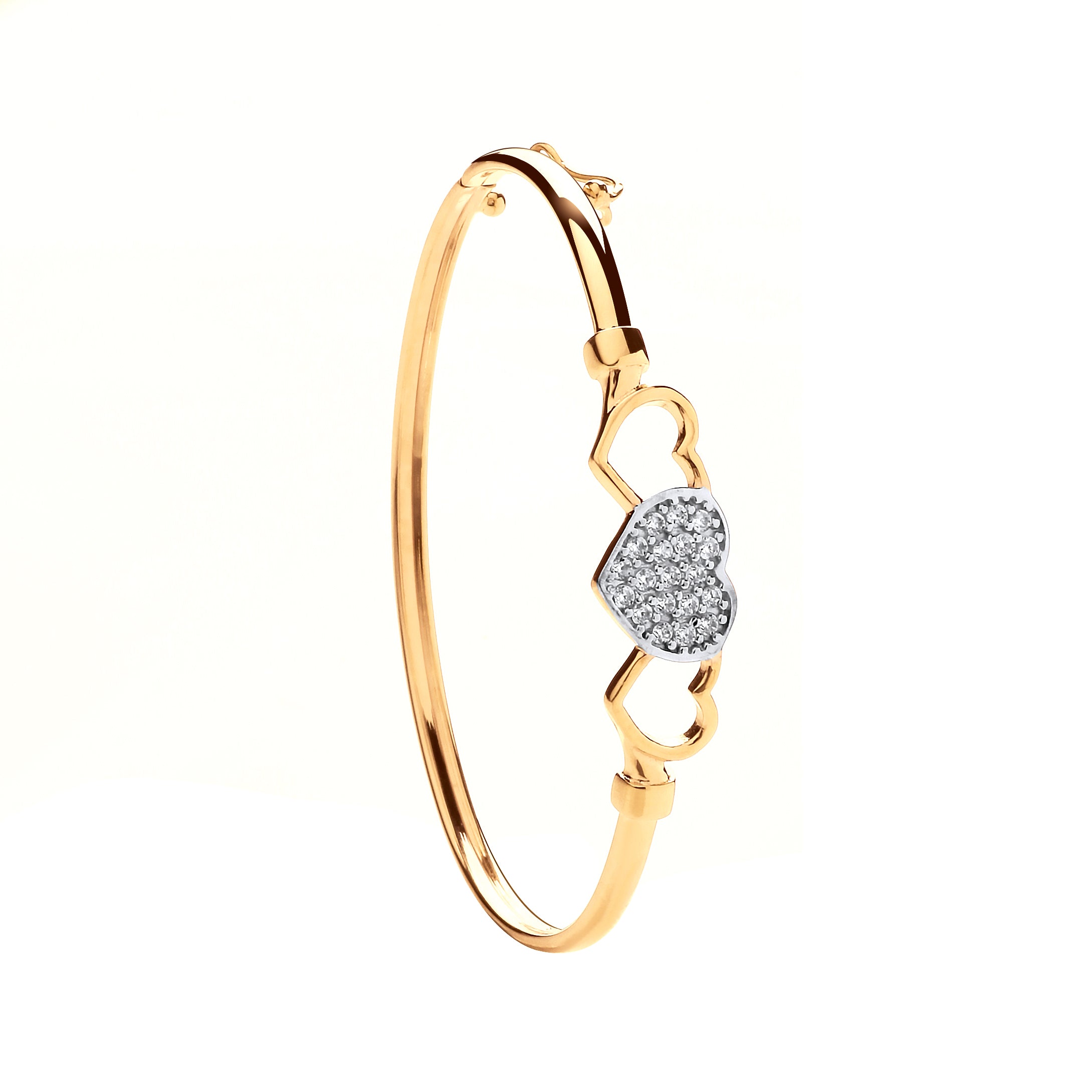 Y/G Three Hearts, Cz Baby Bangle