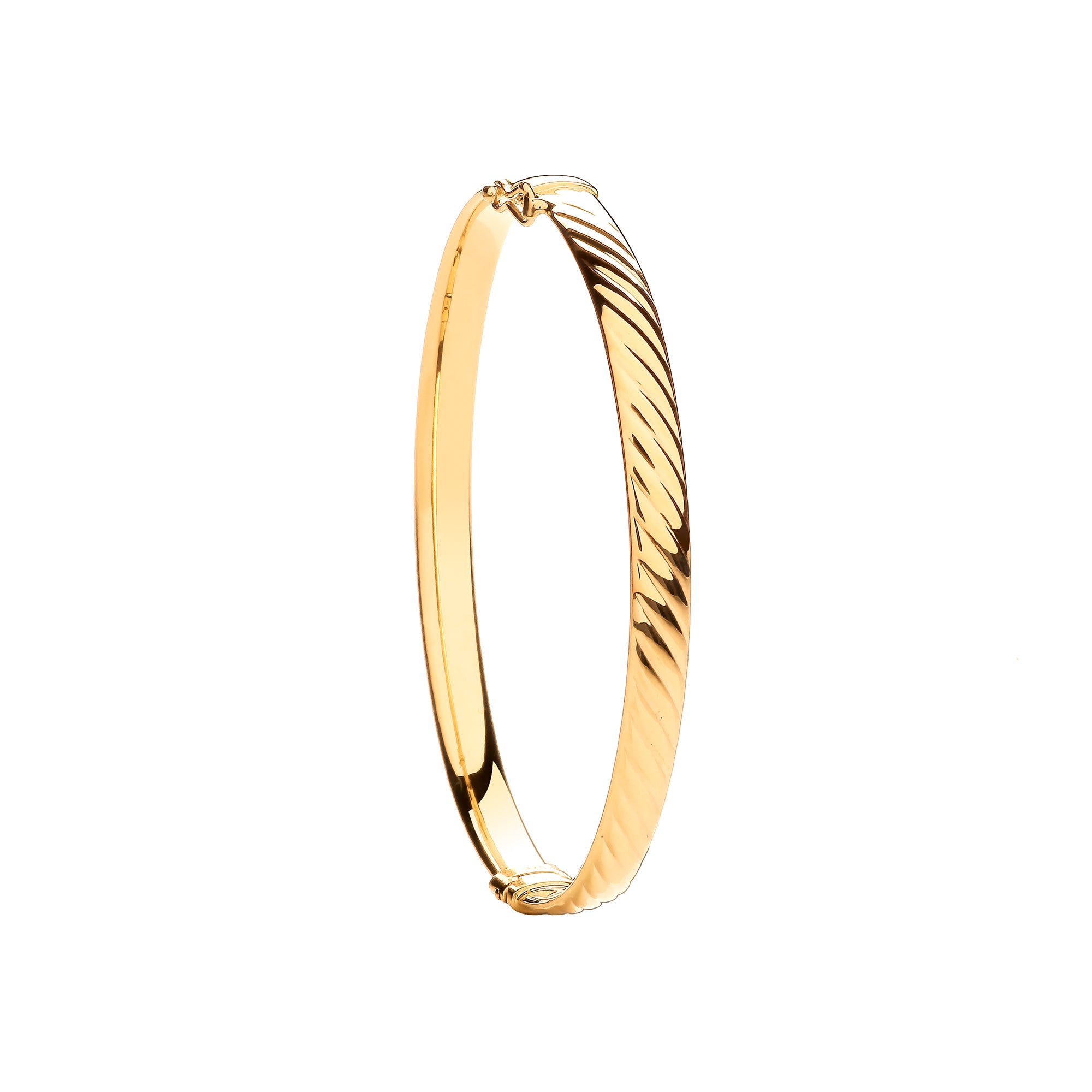 Y/G Ribbed Design Hollow Oval Bangle