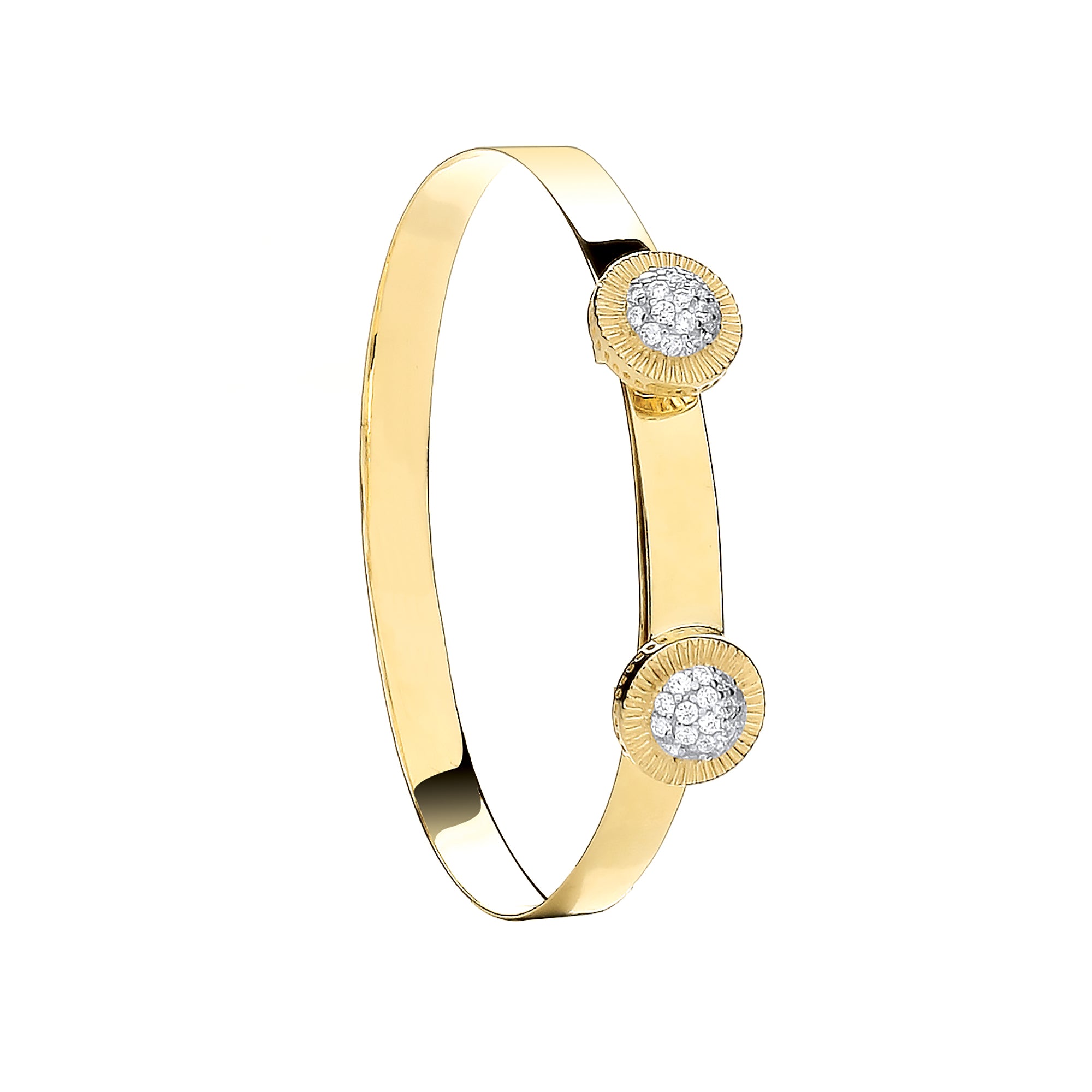 Y/G Round CZ Studs Expandable Baby Bangle