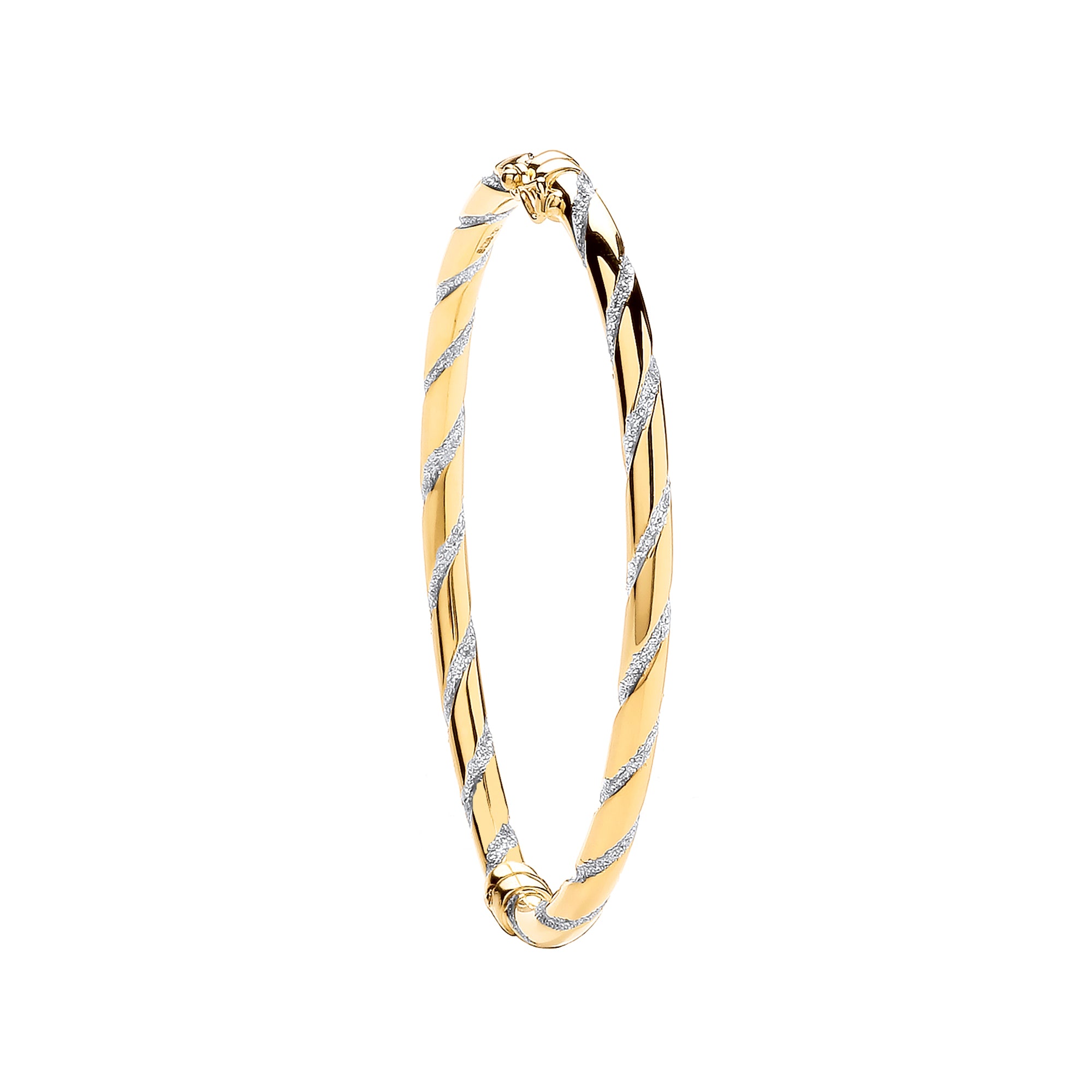 Y/G with W/G Glitter Stripe 4mm Twist Bangle