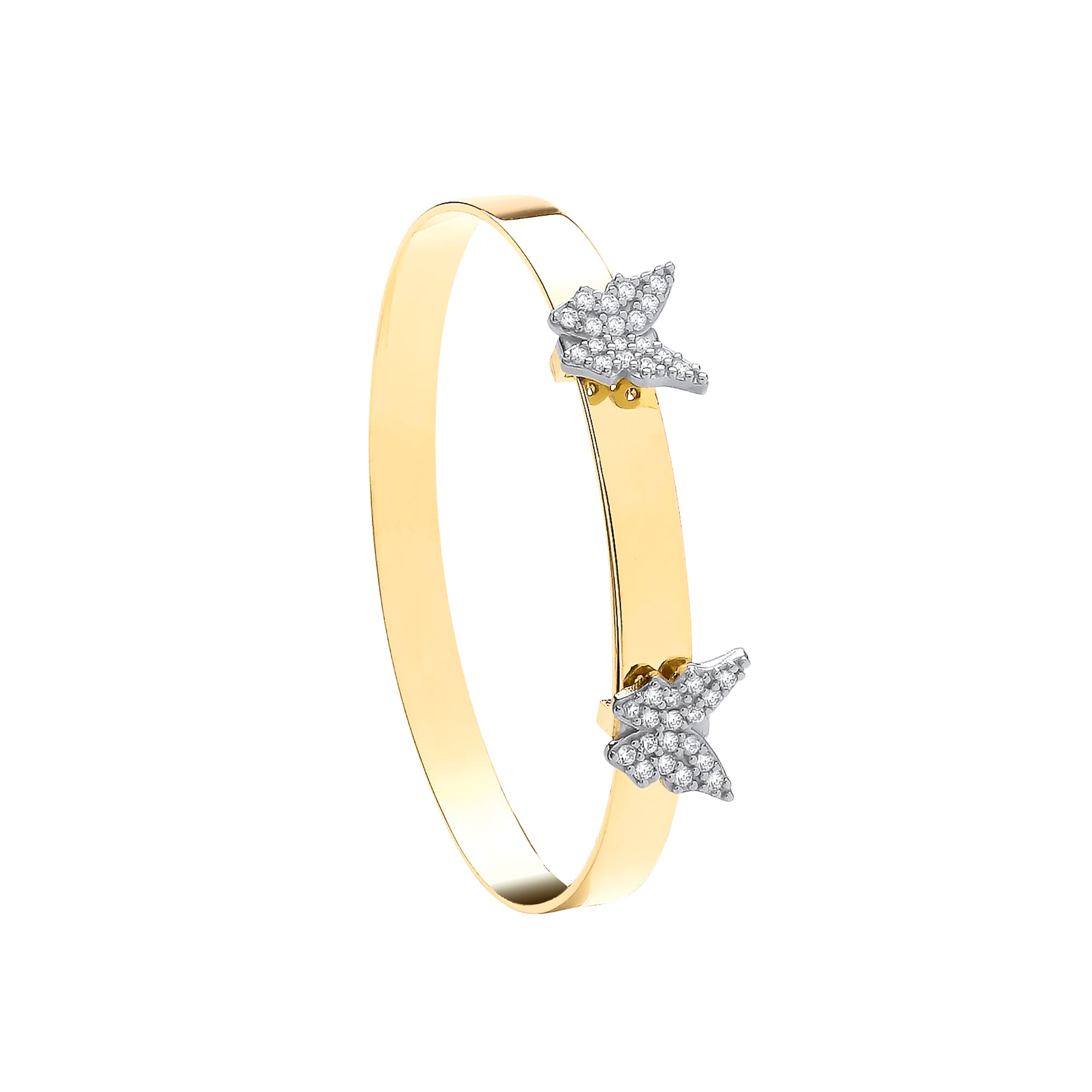 Y/G 4.3mm CZ Butterflies Baby Bangle
