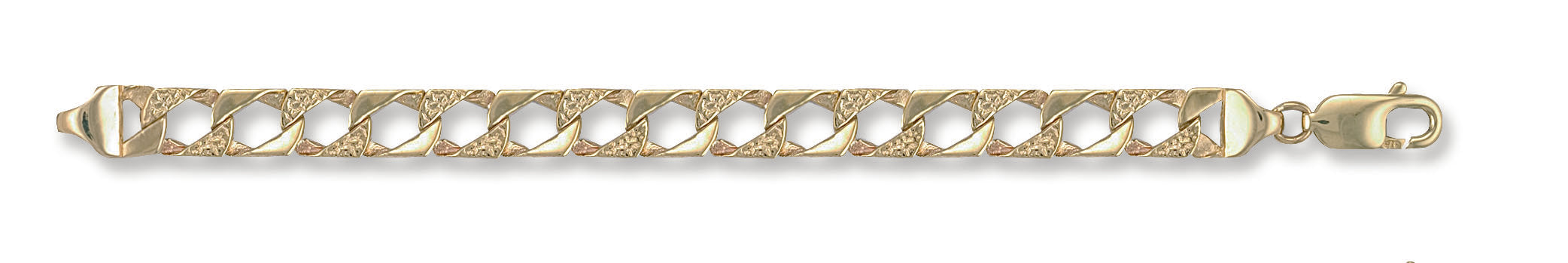 Y/G 7.5mm Plain & Bark Casted Curb Baby Bracelet