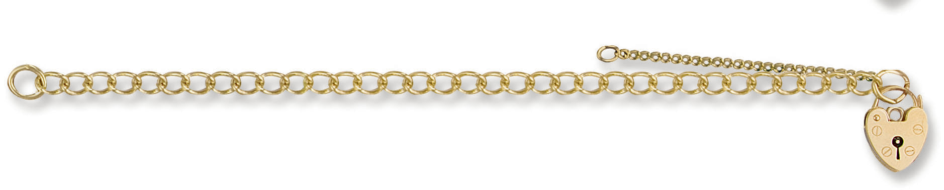 Y/G Open Curb & Padlock Charm Baby/Ladies Bracelet
