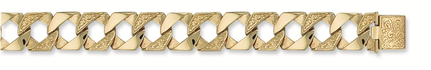 Y/G 17mm Plain & Patterned Casted Curb Bracelet