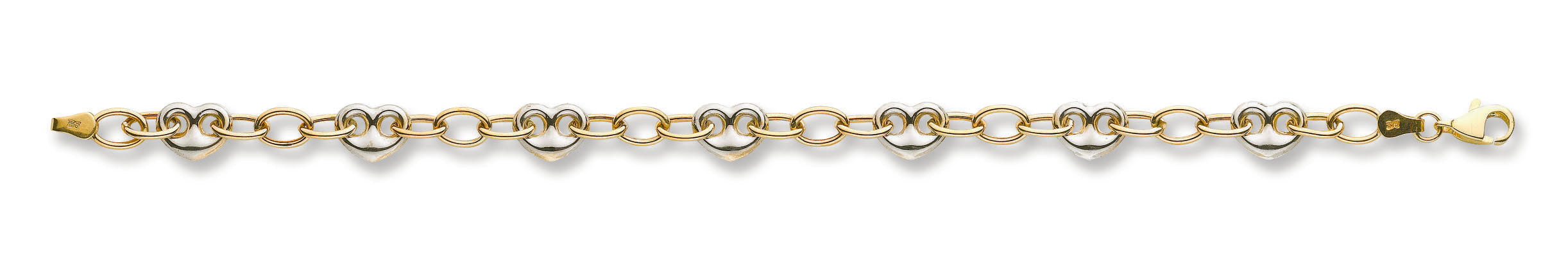 W & Y/G 5.3mm Fancy Heart Linked Bracelet