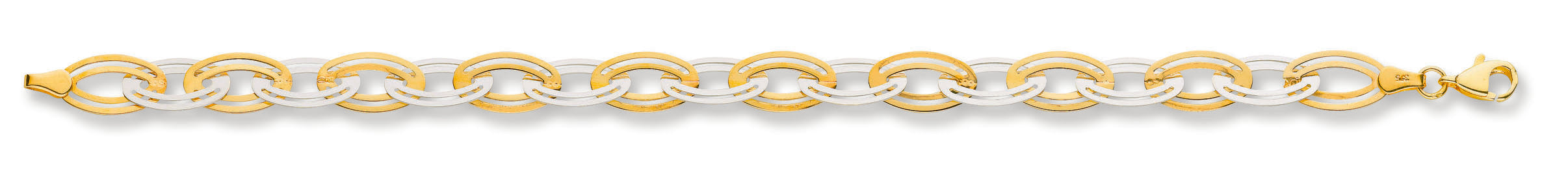W & Y/G 8mm Fancy Oval Linked Bracelet