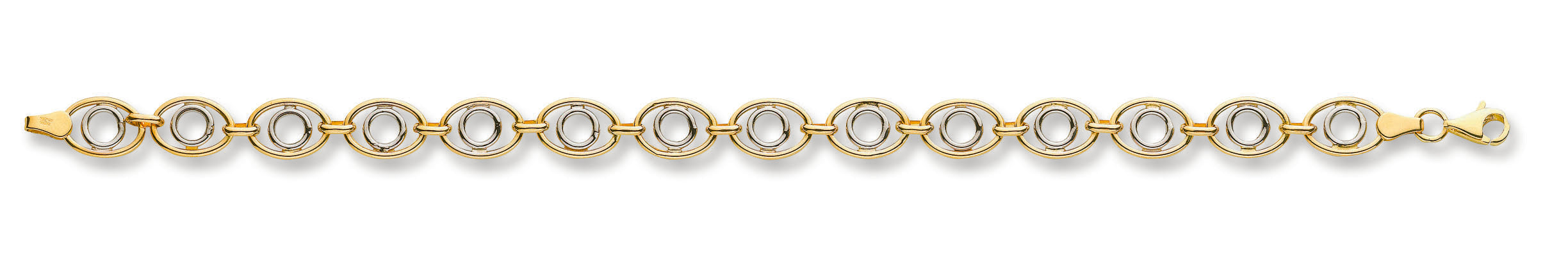 W & Y/G 8mm Fancy Oval Linked Bracelet