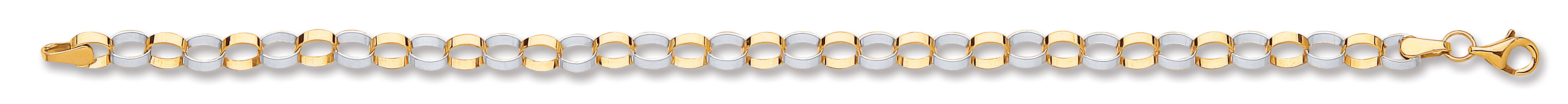 W & Y/G Oval Hollow Link Bracelet
