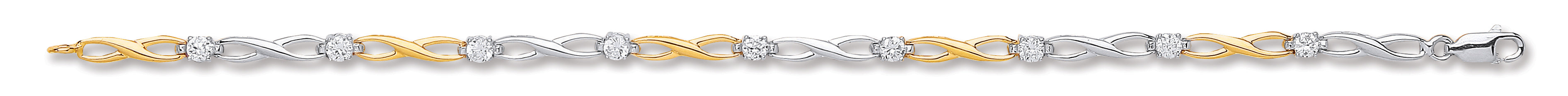 W & Y/G Figure of 8 link with CZ's Ladies Bracelet