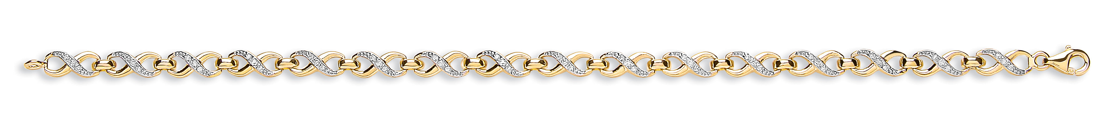 Y/G Figure of 8 CZ link Ladies Bracelet