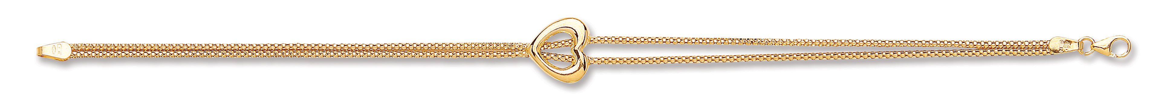 Y/G Two Stranded Heart Centre Ladies Bracelet