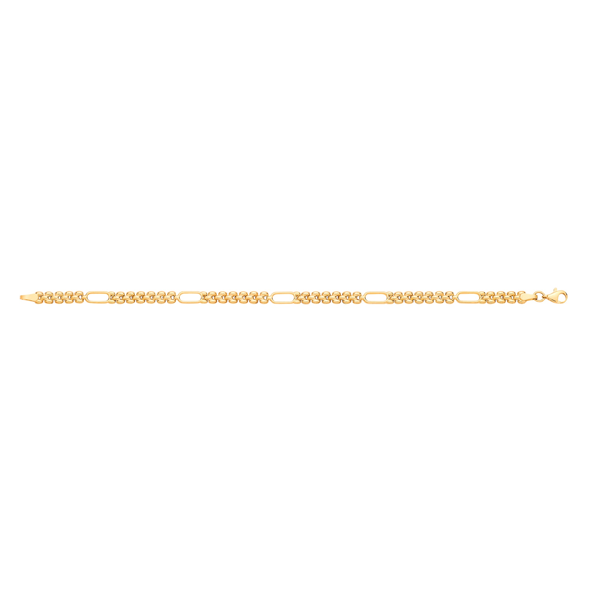 Y/G Panther and Plain Oval Link Ladies Bracelet