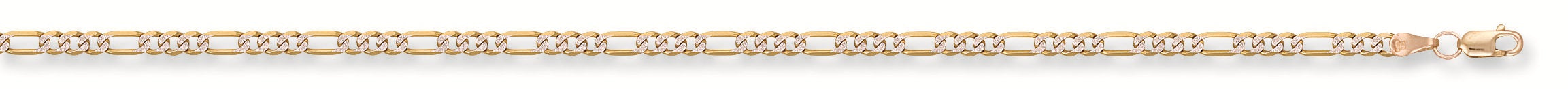 Y/G Rhodium Plated 3.2mm Figaro Chain