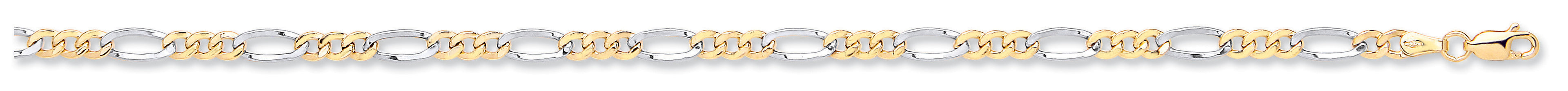 Y & W/G Rhodium Plated 4.0mm Hollow Figaro Chain/Bracelet