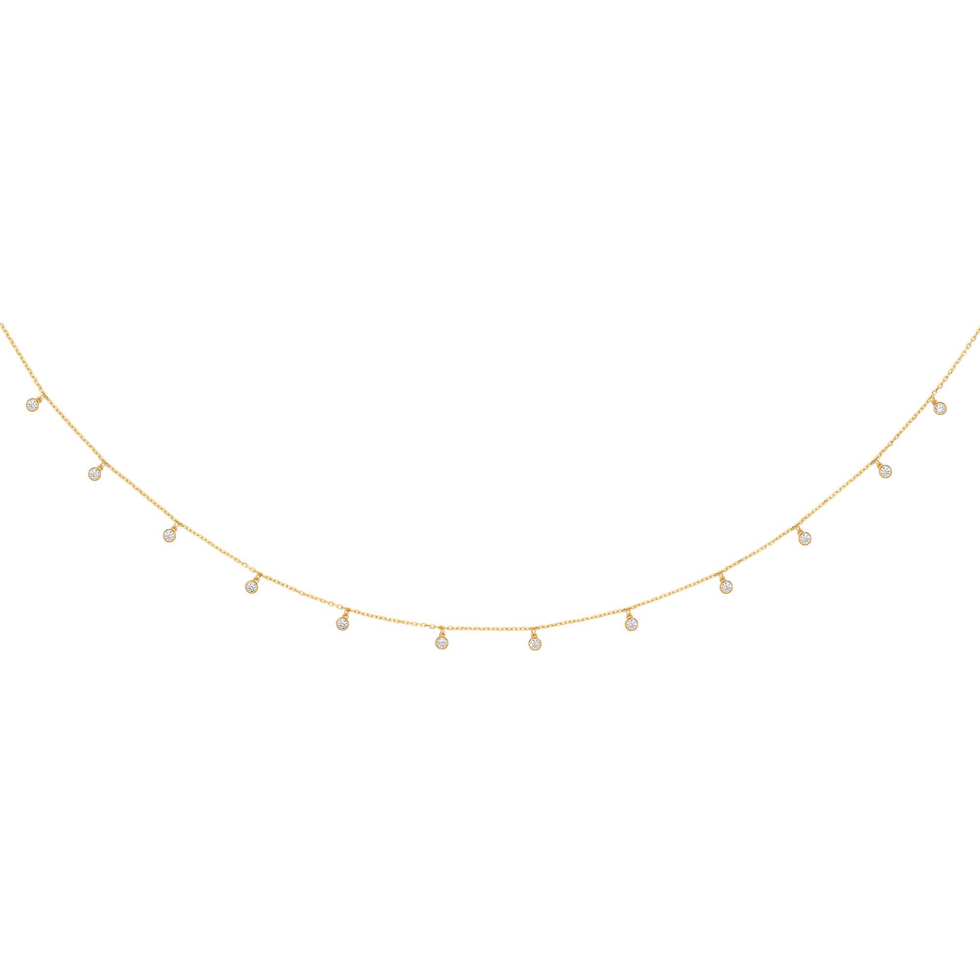 Y/G Dangling CZs Diamond by the Yard 17"Necklace/07" Bracelet