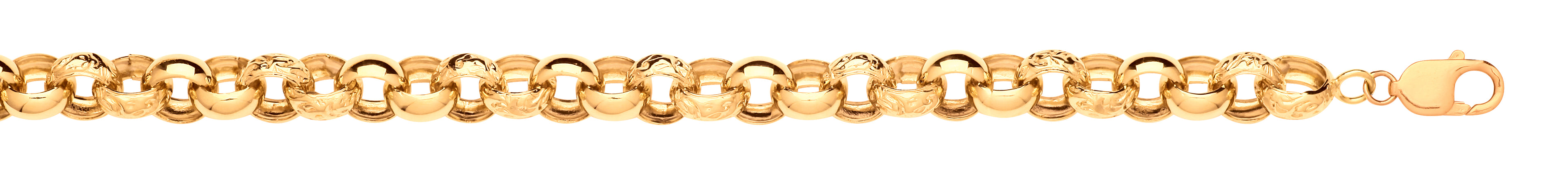 Y/G Plain & Engraved Round 12.5mm Belcher Chain
