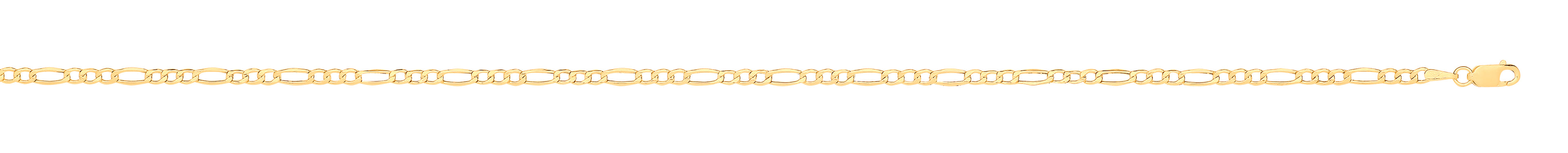 14ct Y/G Hollow Beveled Figaro 2.6mm Chain