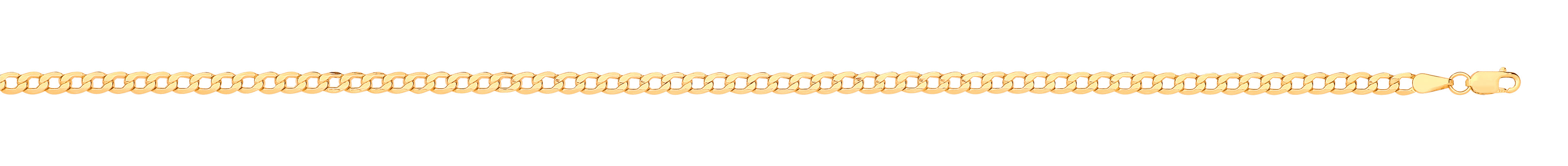 14ct Y/G Hollow Beveled Curb 3.5mm Chain