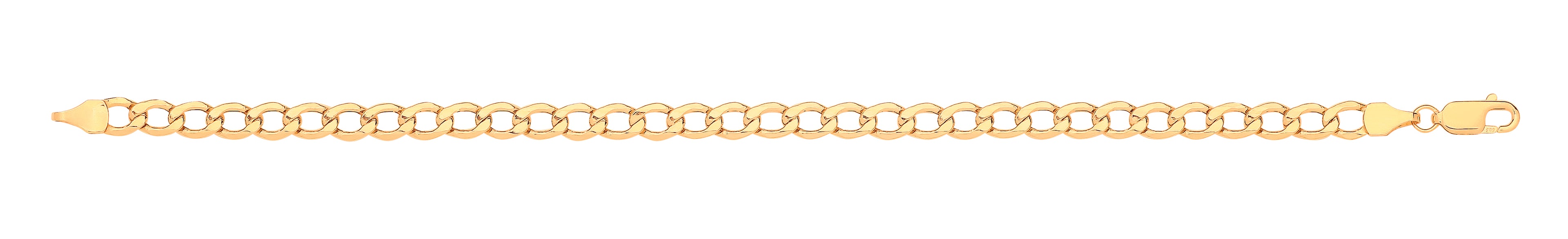 14ct Y/G Hollow Beveled Curb 5.0mm Chain
