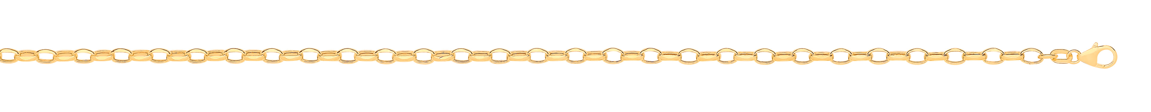 14ct Y/G Hollow Oval Faceted Belcher 3.5mm Chain