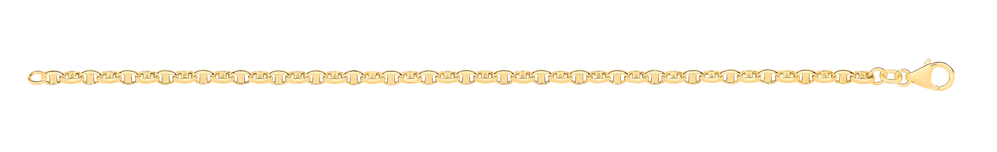 14ct Y/G Hollow Oval Puff Marine 3.6mm Chain