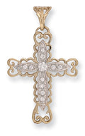 Y/G Fancy Pave Set Cz Cross