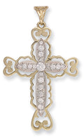 Y/G Fancy Pave Set Cz Cross