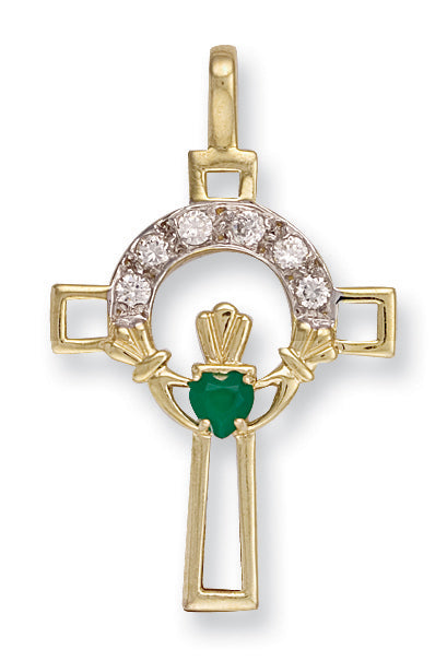 Y/G Cz Claddagh Cross