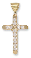 Y/G Large Claw Set Cz Cross