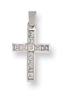 W/G Princess Cut Cz Cross