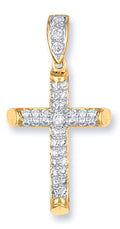 Y/G Large Round Tubed Cz Cross
