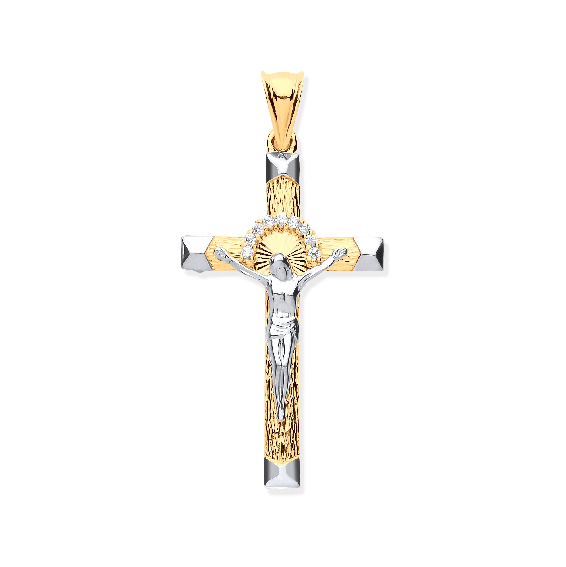 Y & W/G Crucifix With CZs