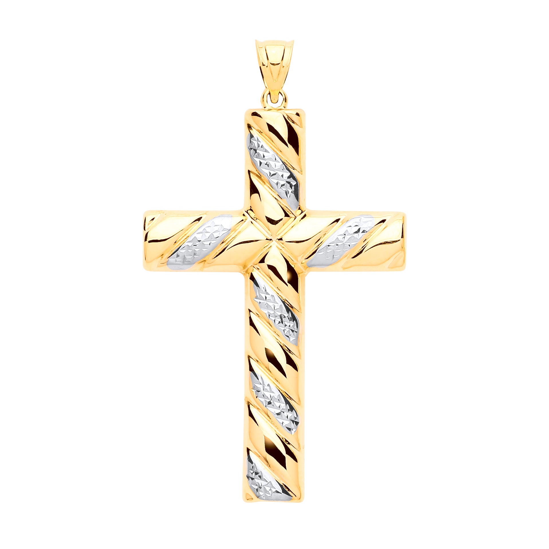 Y & W/G Large Hollow Tube Ribbed Cross