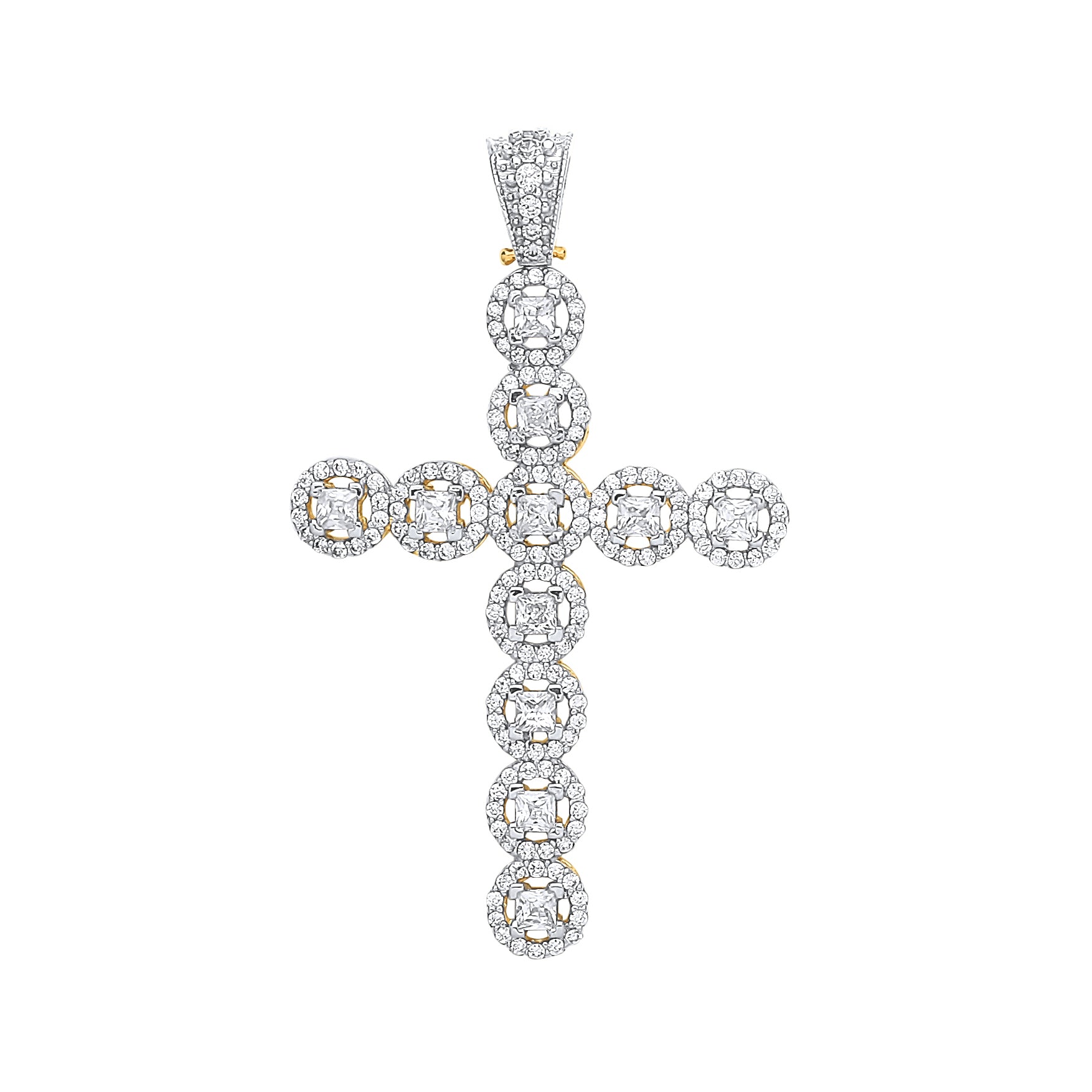 Y/G P/C Cz Halo Style Setting Cross