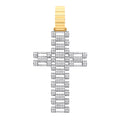 Y & W/G Cz Fancy Link Large Cross