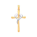 Y W/G Cross Heart Pendant
