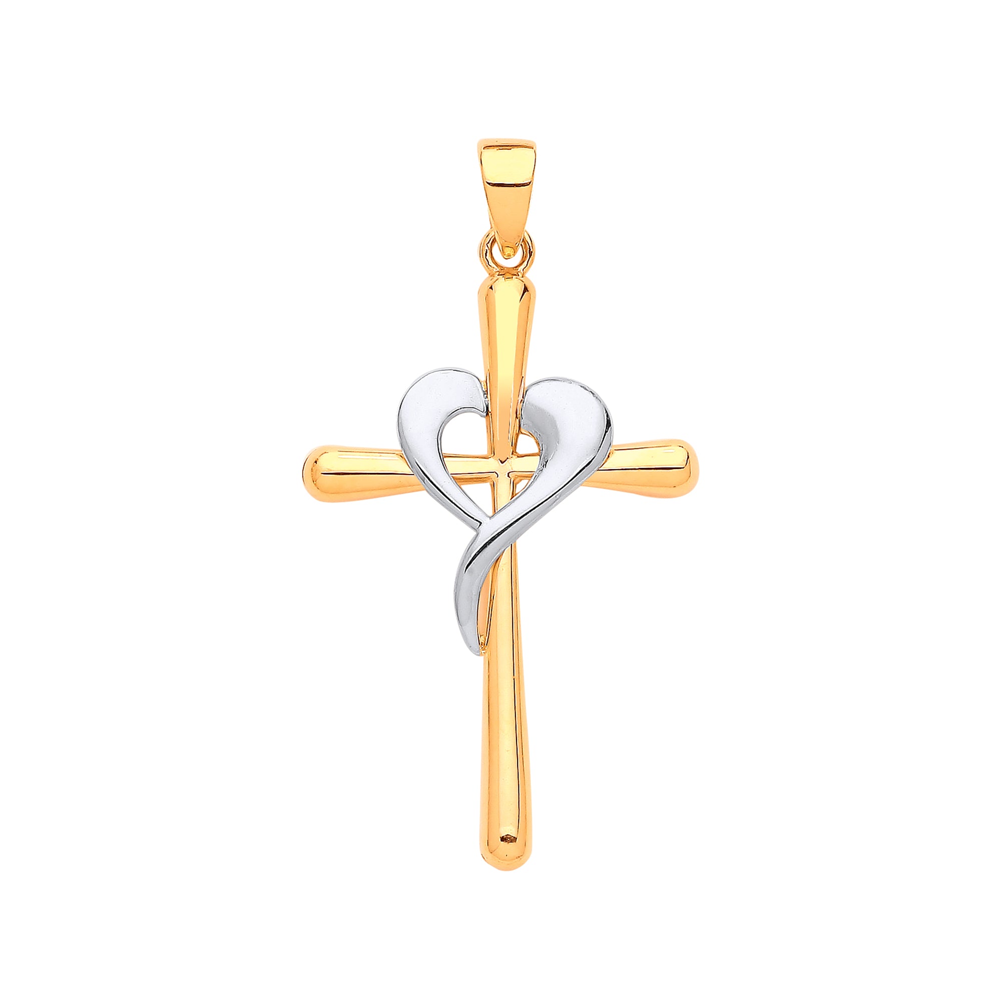 Y W/G Cross Heart Pendant