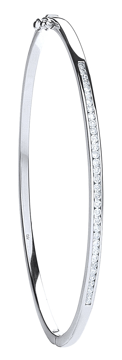 9ct White Gold 0.50ct Channel Set Diamond Bangle