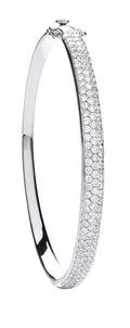 18ct White Gold 3.15ct Pave Set Diamond Bangle