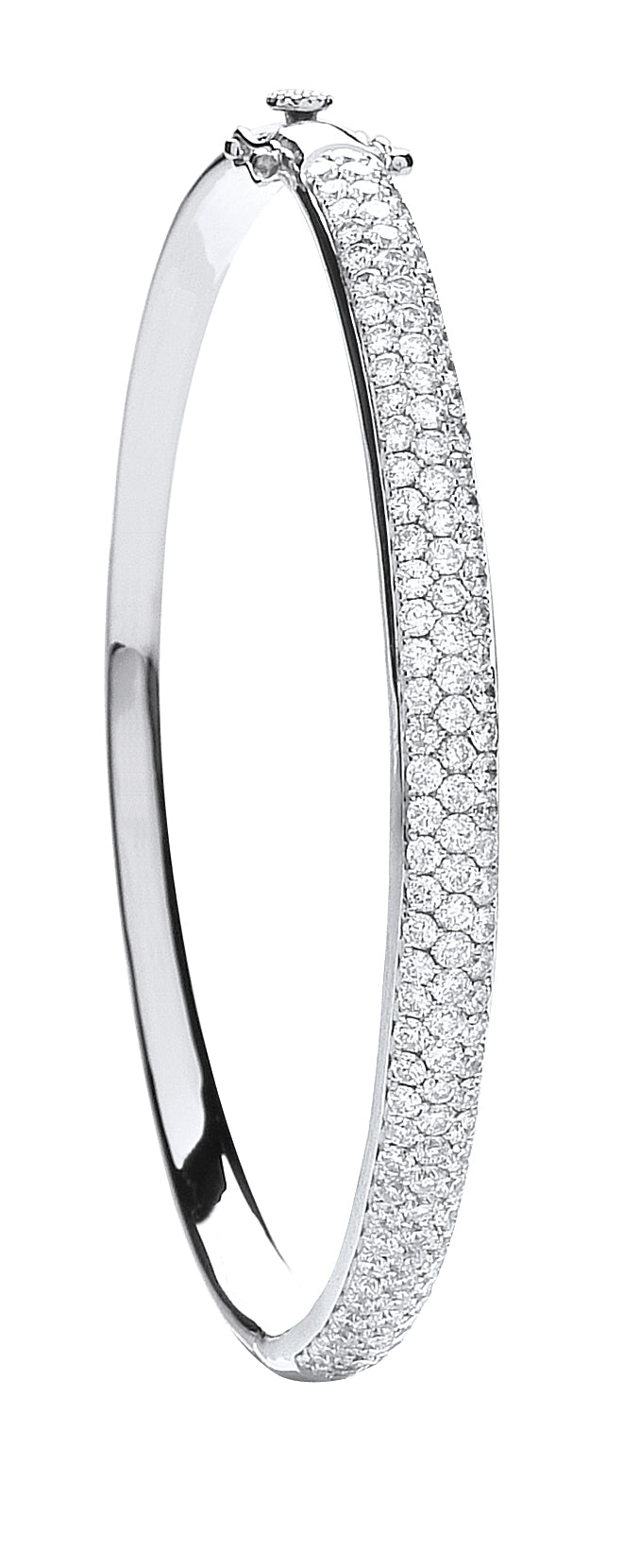 18ct White Gold 3.15ct Pave Set Diamond Bangle