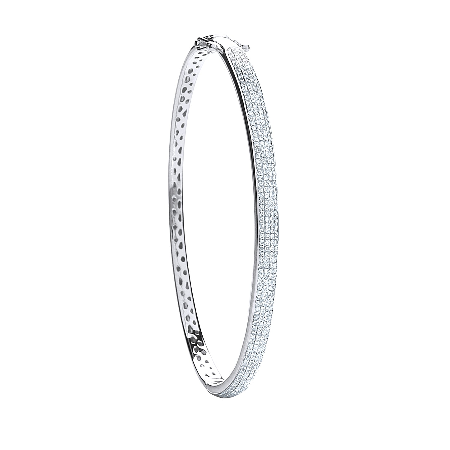 9ct White Gold 0.86ctw Pave Set Diamond Bangle